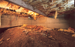 Crawl Space Moisture Barrier before in Charleston
